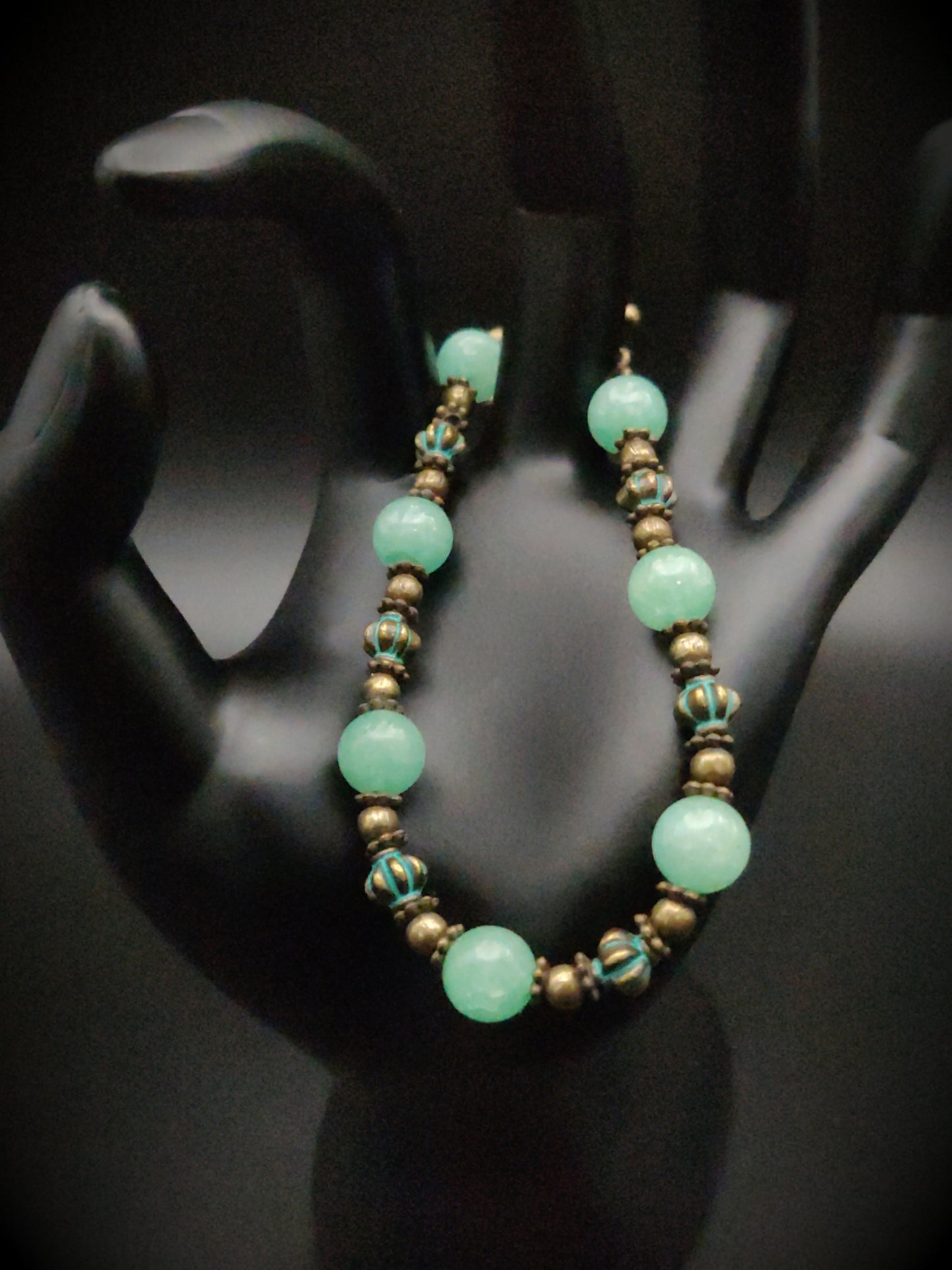 Mint Quartz Bronze Beaded Bracelet