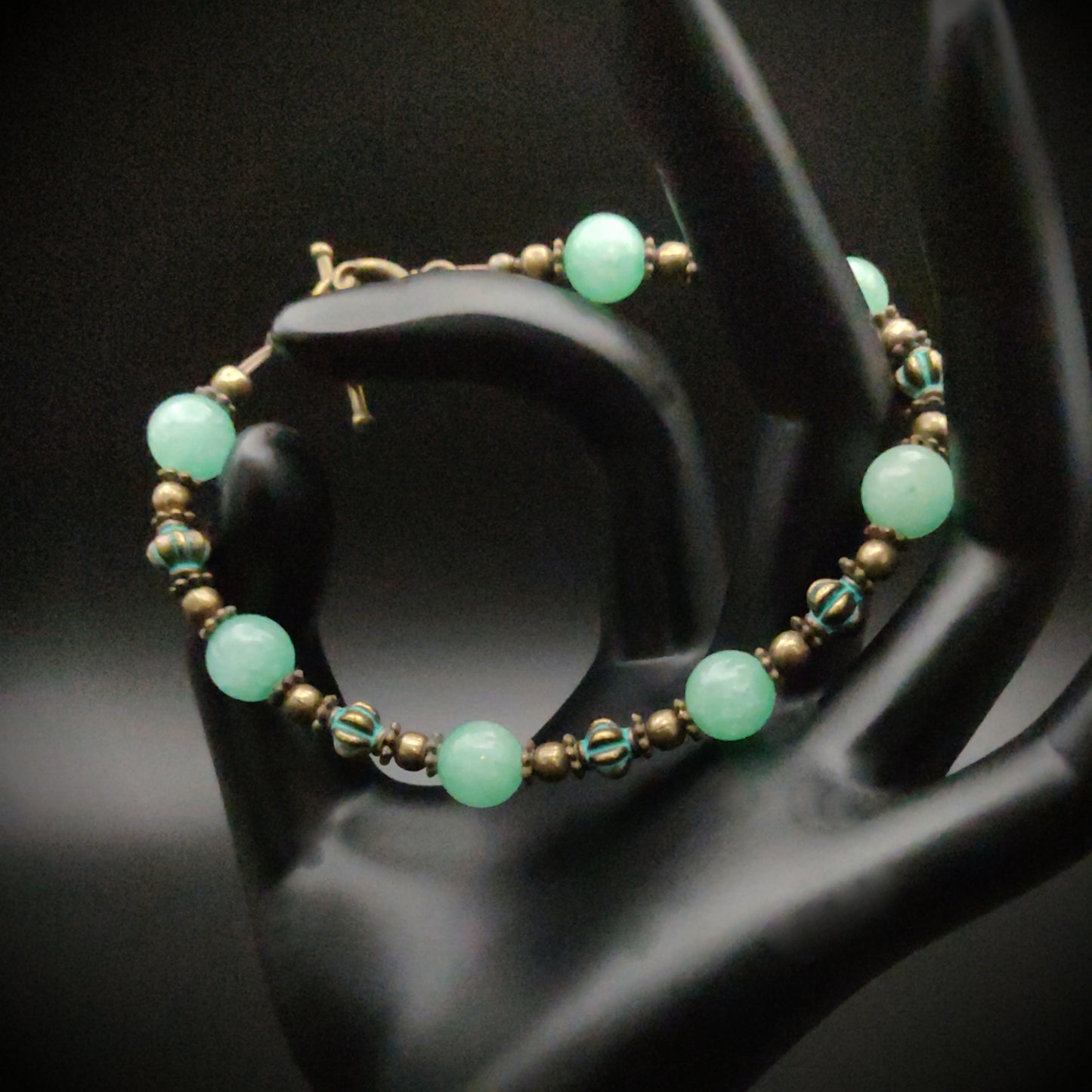 Mint Quartz Bronze Beaded Bracelet