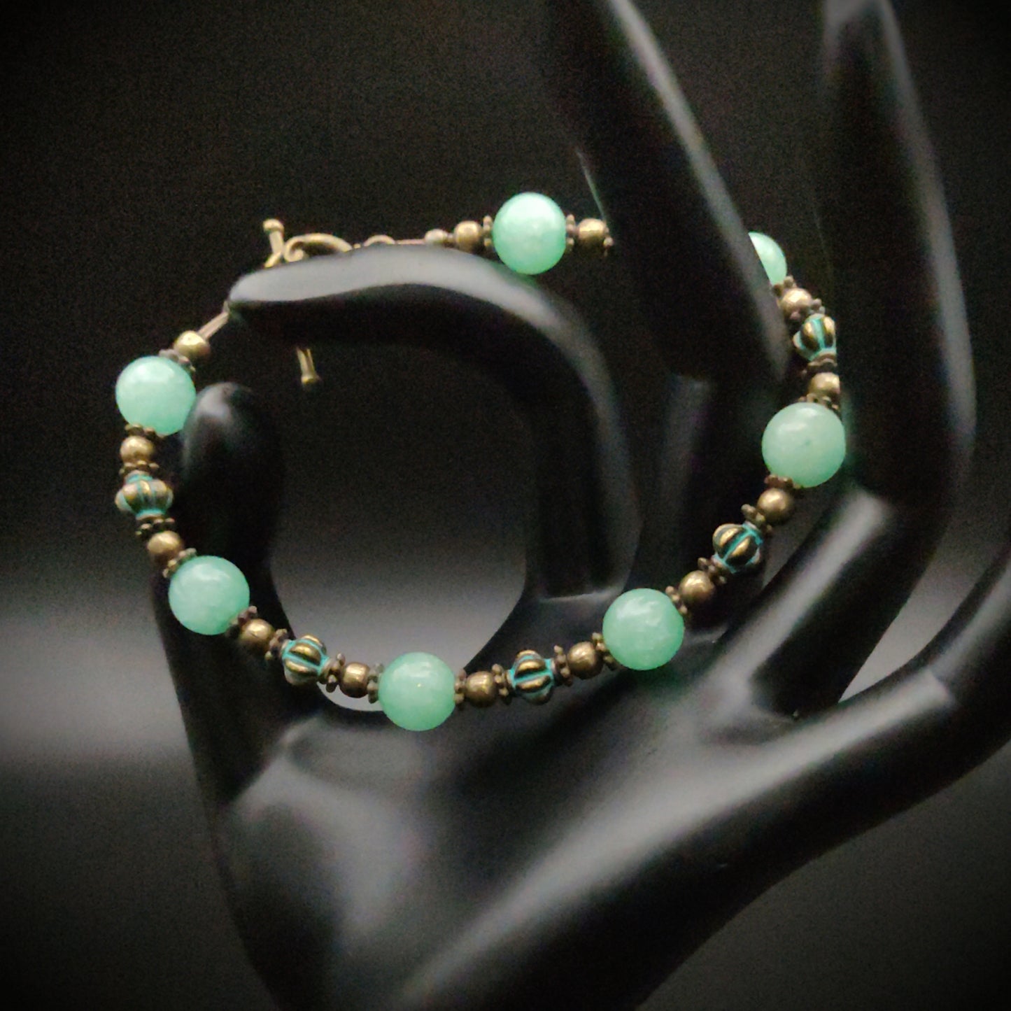 Mint Quartz Bronze Beaded Bracelet