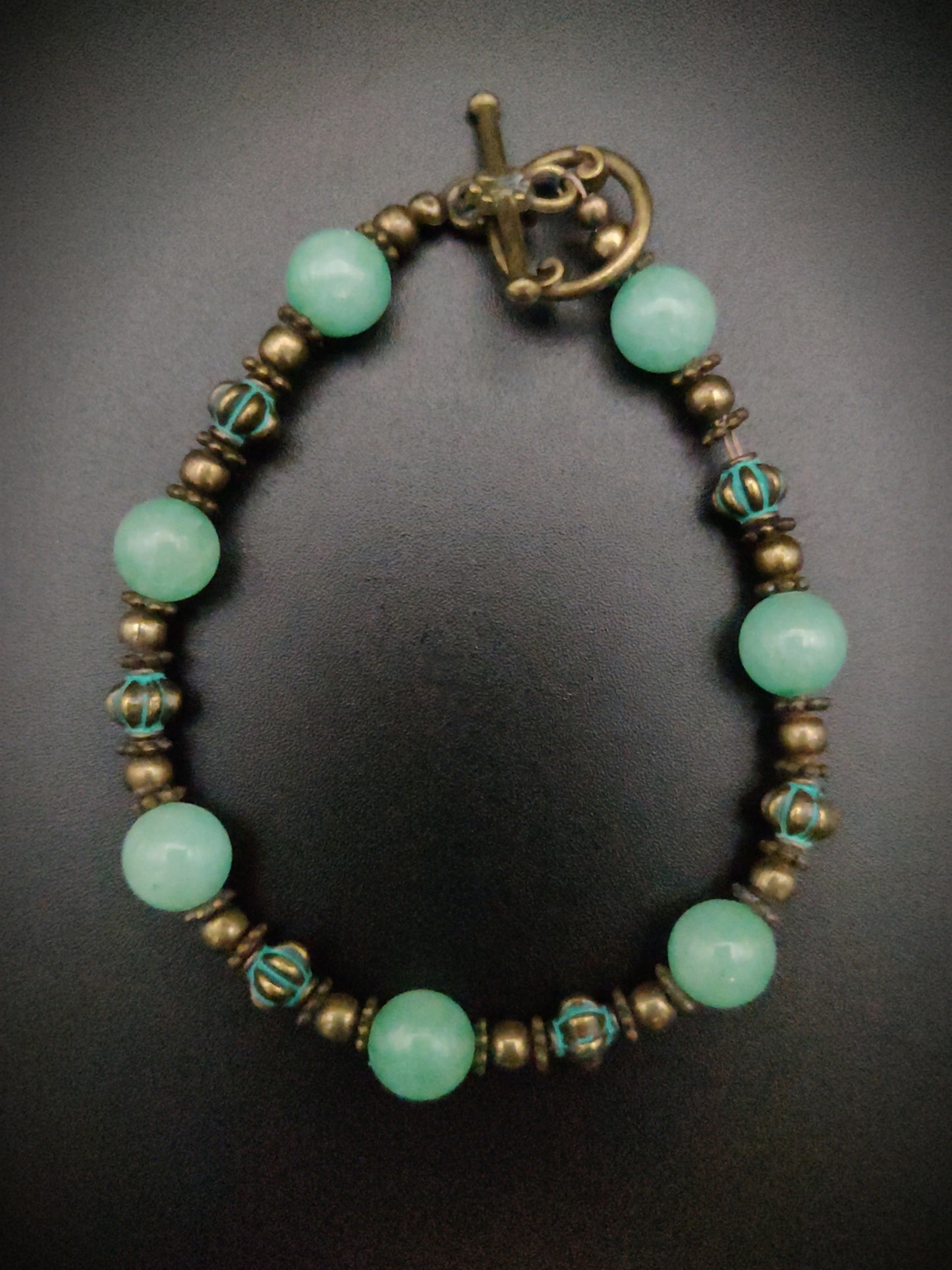 Mint Quartz Bronze Beaded Bracelet