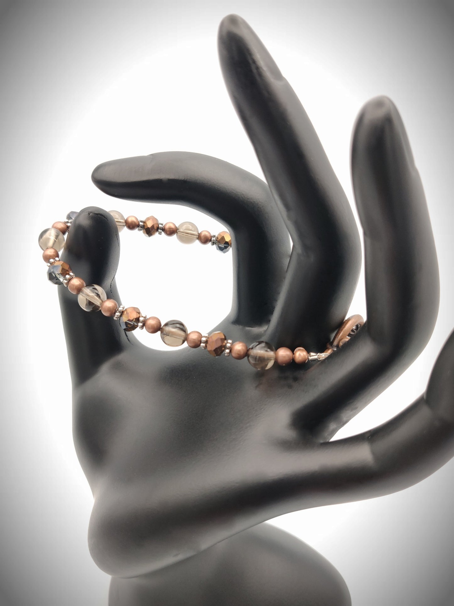 Smoky Quartz Copper Beaded Bracelet