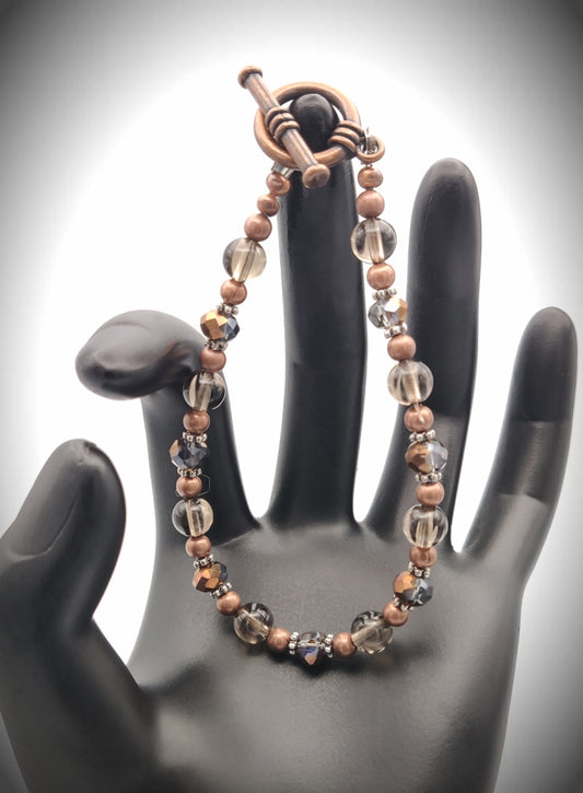 Smoky Quartz Copper Beaded Bracelet