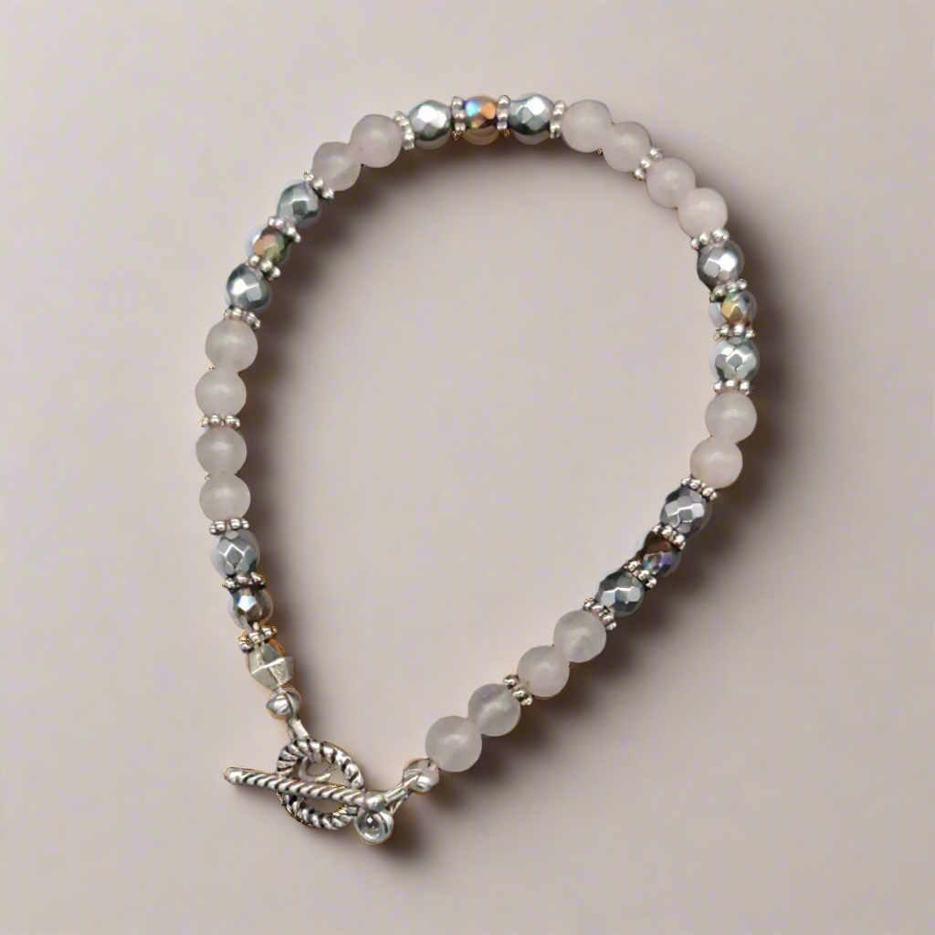 Rose Quartz & Hematite Beaded Bracelet