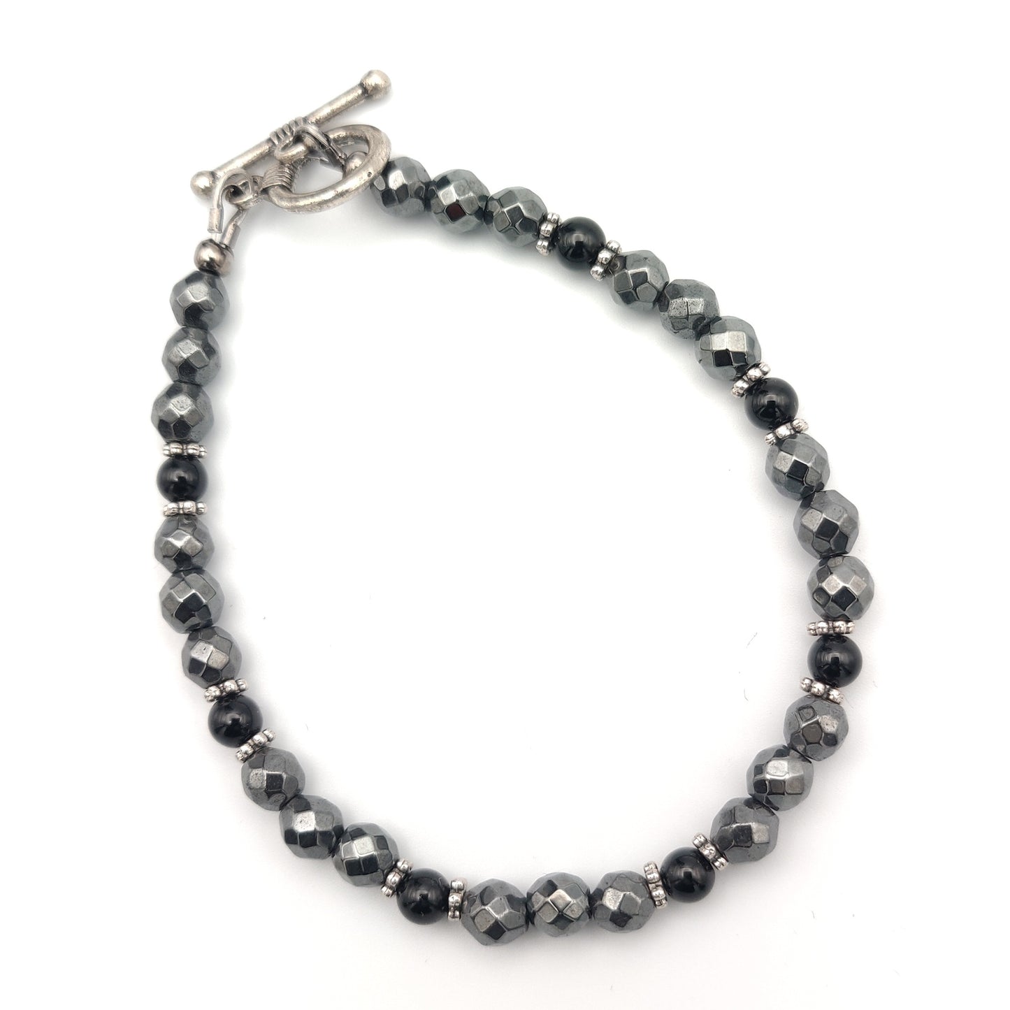 Hematite & Agate Beaded Bracelet