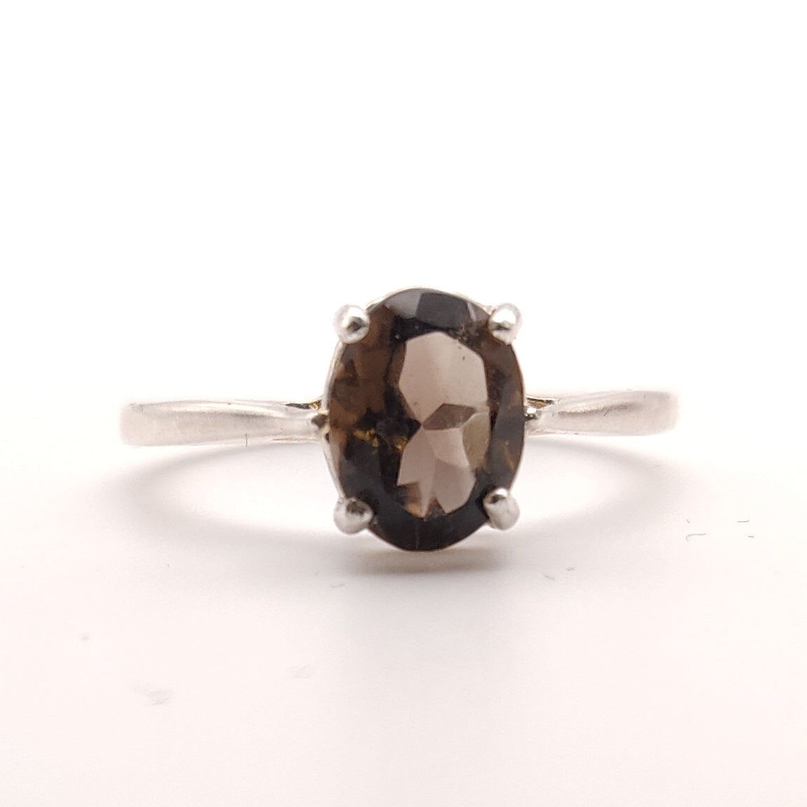 Smoky Quartz Sterling Silver Solitaire Ring