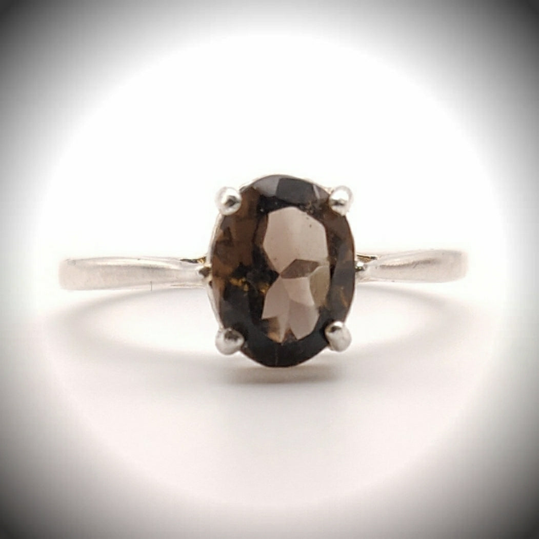 Smoky Quartz Sterling Silver Solitaire Ring