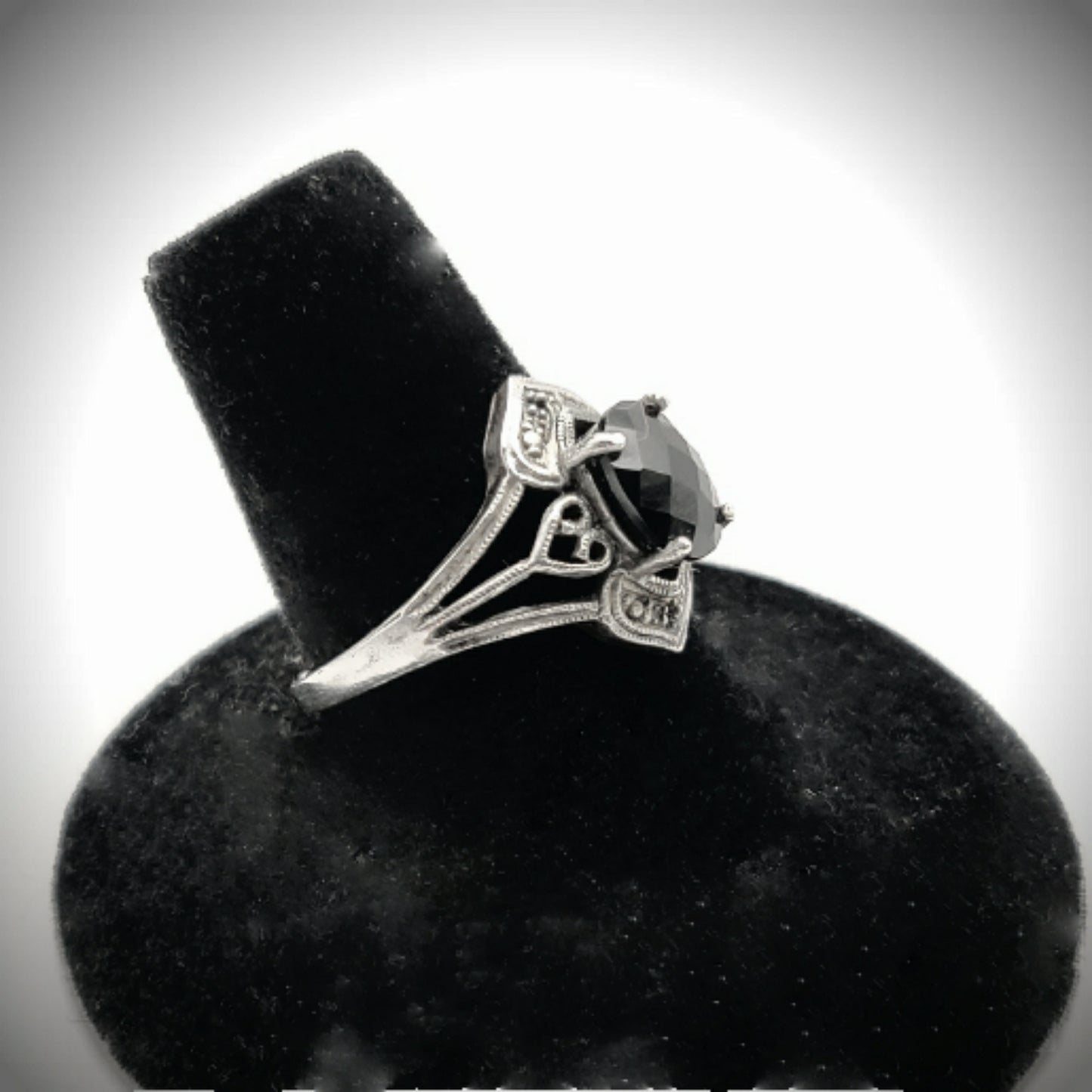 Antique Sterling Silver & Black Spinel Ring