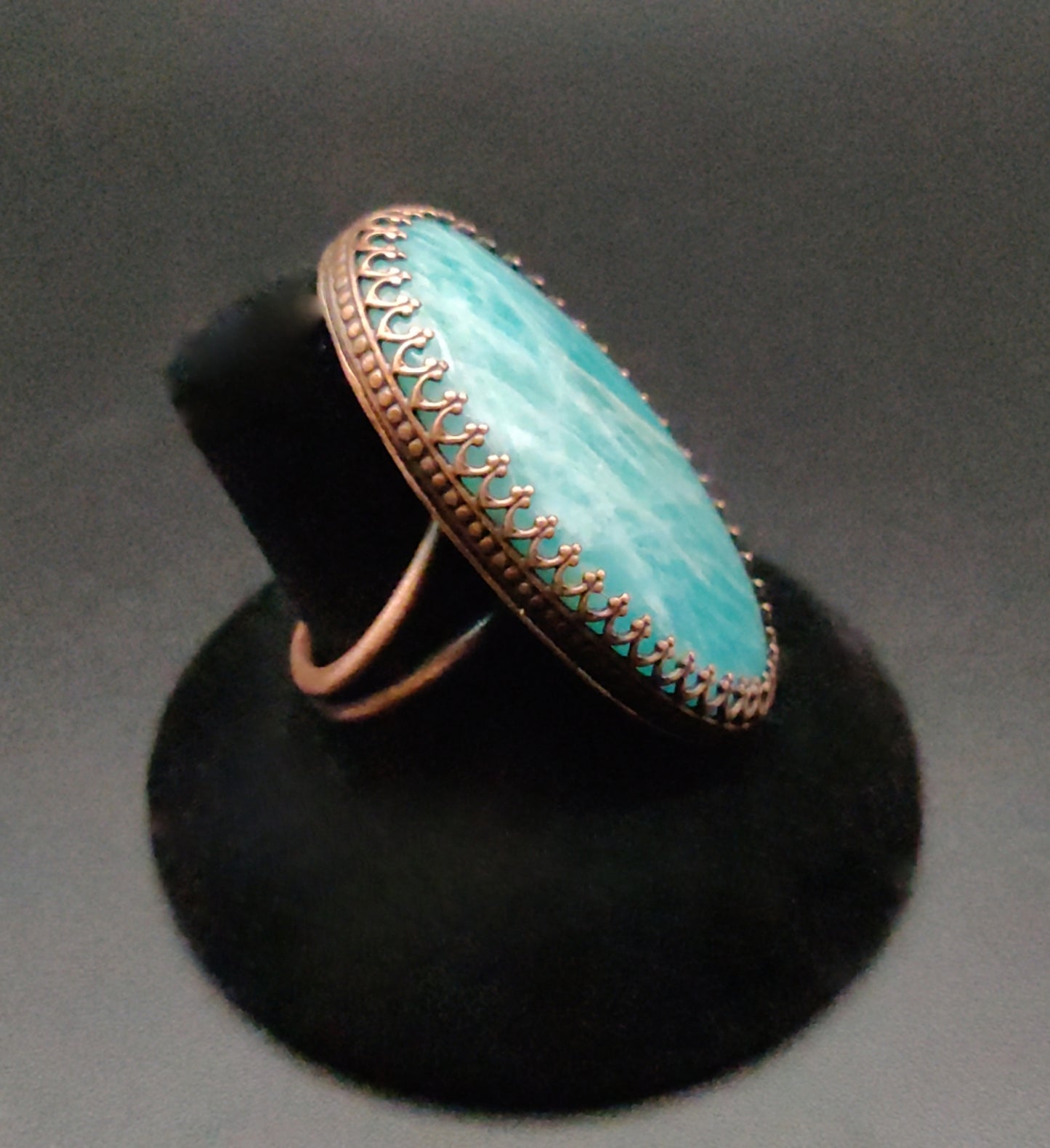 Amazonite Copper Cocktail Ring