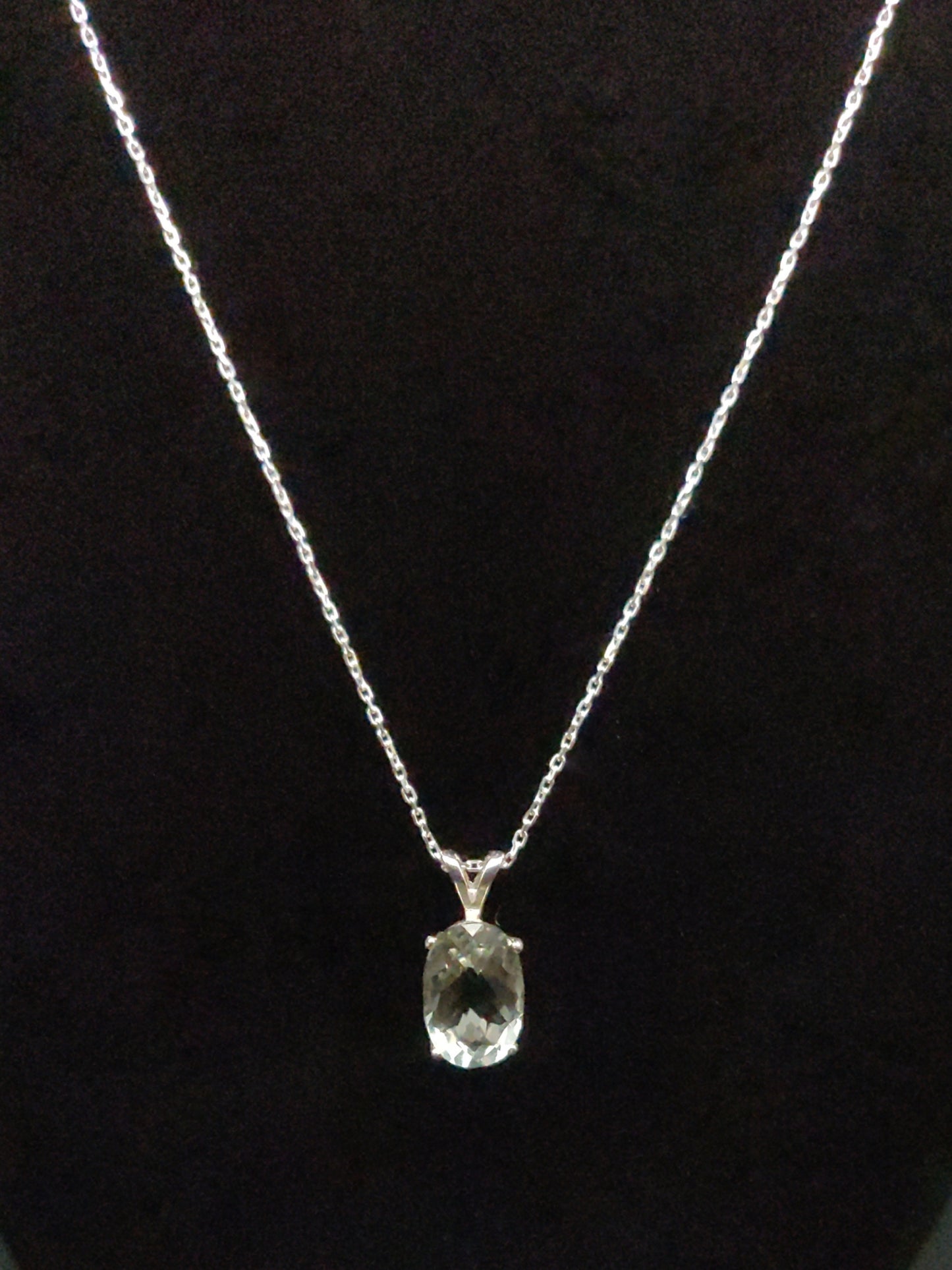 Green Amethyst & Sterling Silver Pendant Necklace