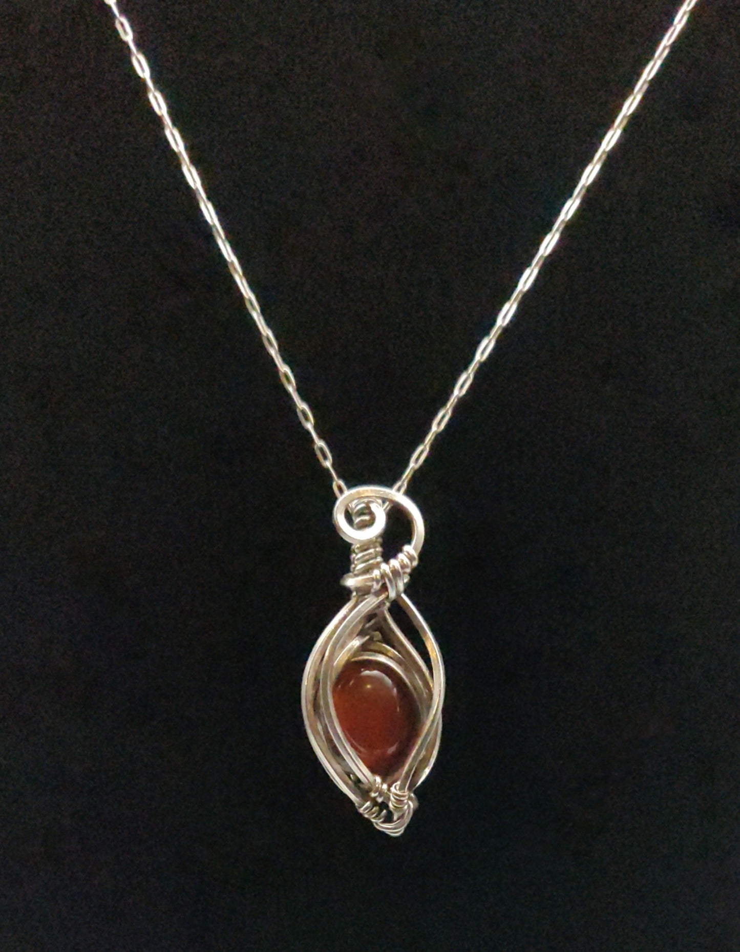 Red Carnelian & Sterling Silver Pendant