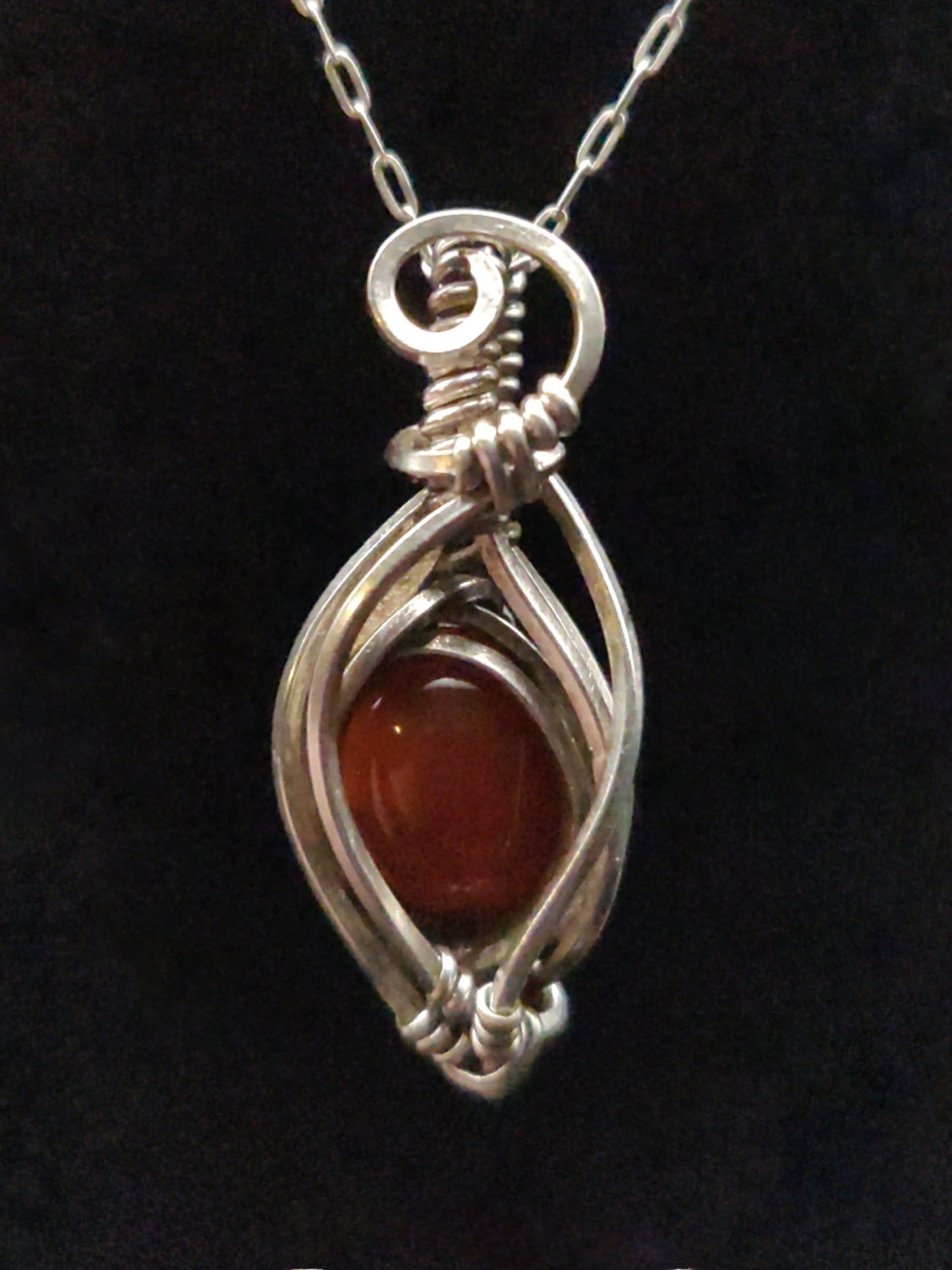 Red Carnelian & Sterling Silver Pendant