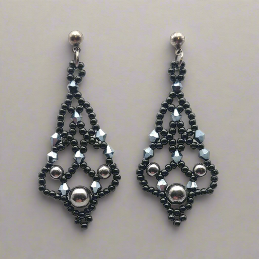 Black Beaded Earrings