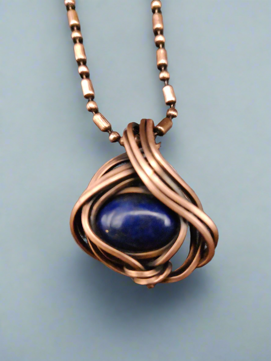 Lapis Lazuli Copper Pendant Necklace