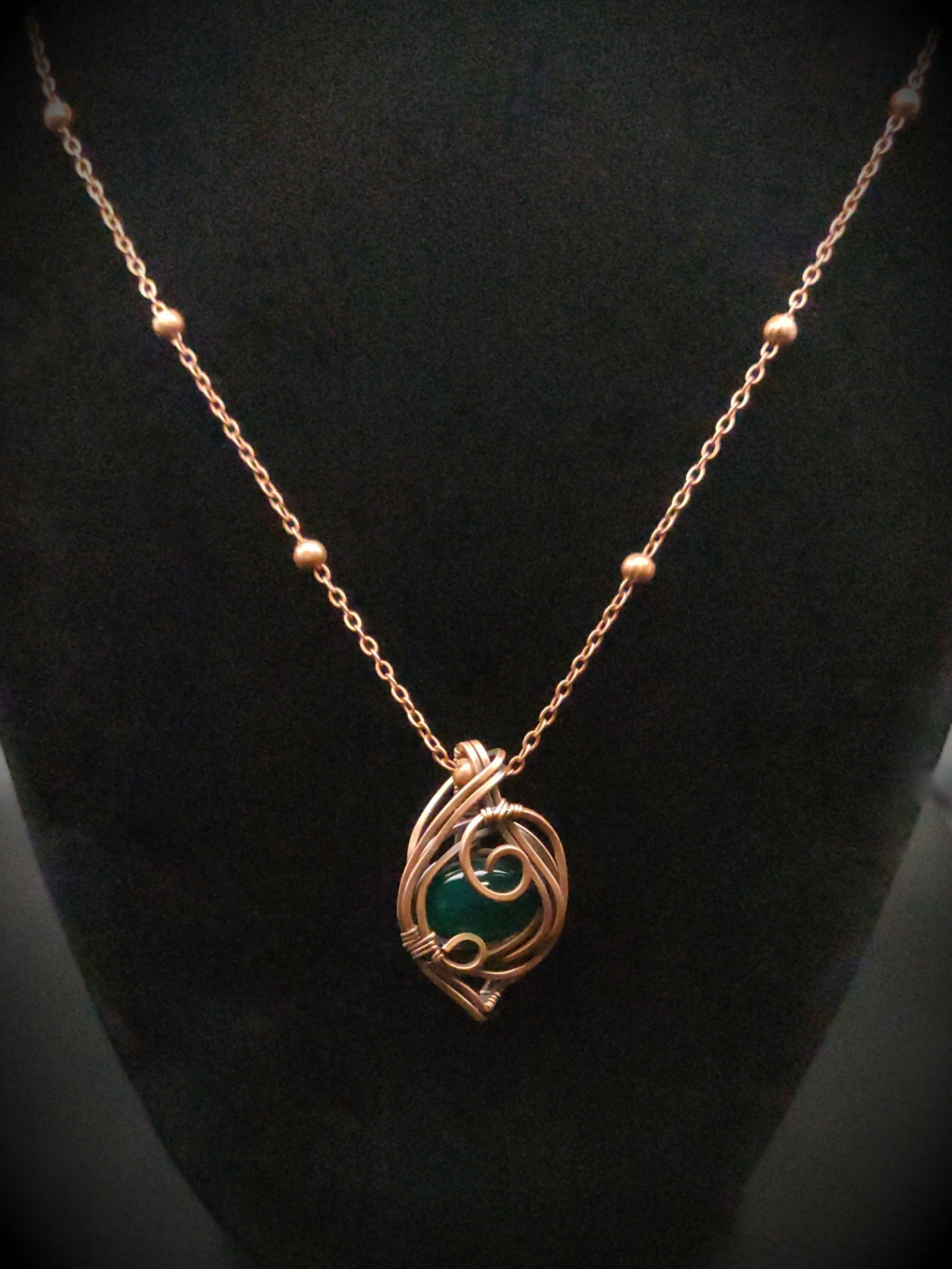 Malaysian Jade Copper Pendant Necklace