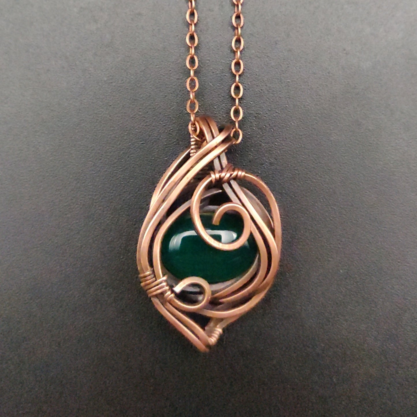 Malaysian Jade Copper Pendant Necklace