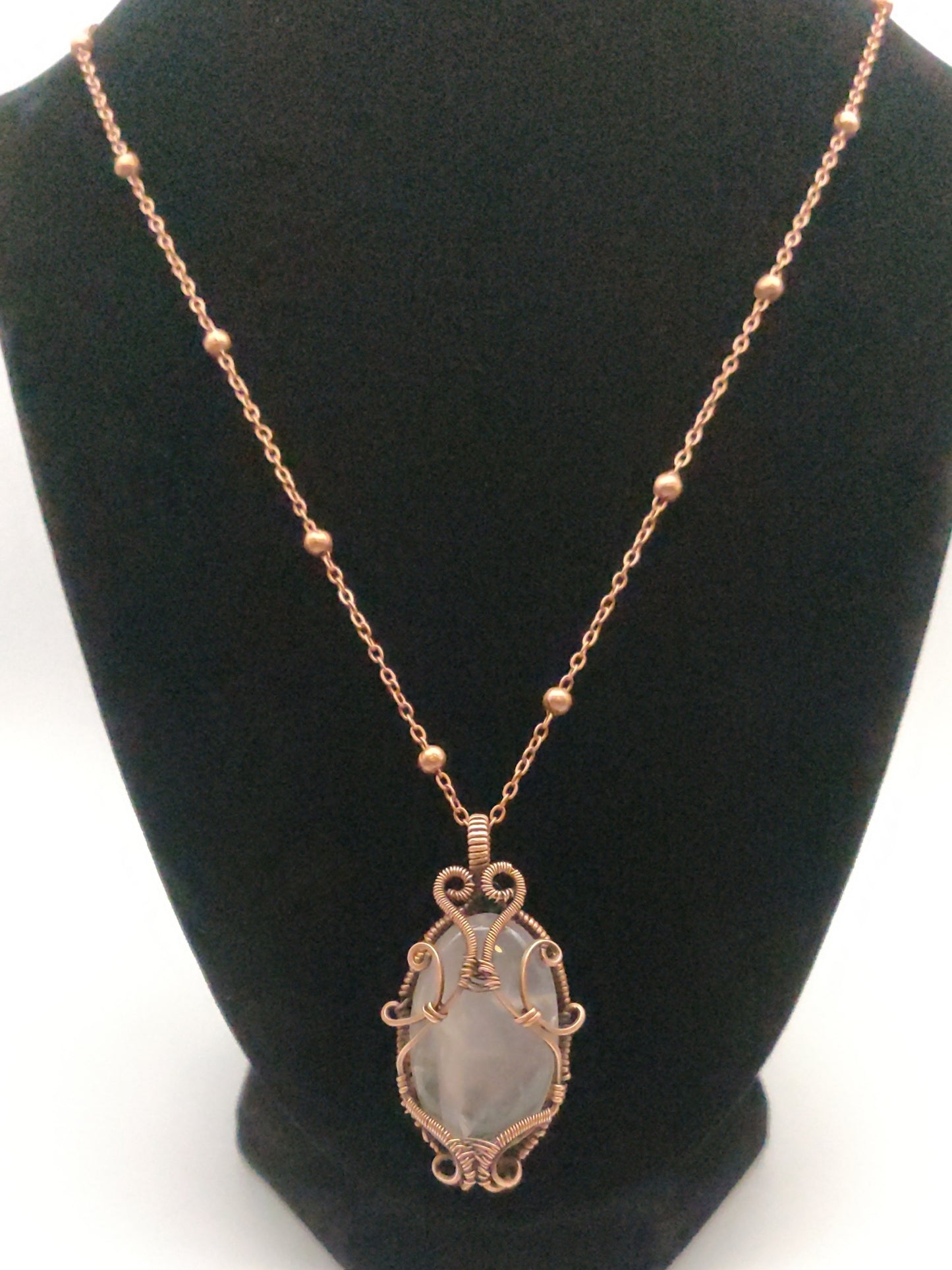 Rose Quartz Copper Pendant Necklace