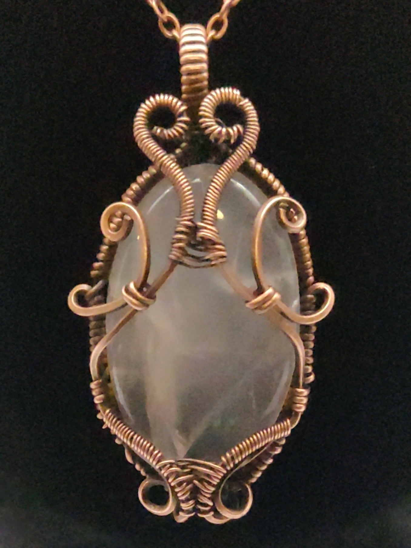 Rose Quartz Copper Pendant Necklace