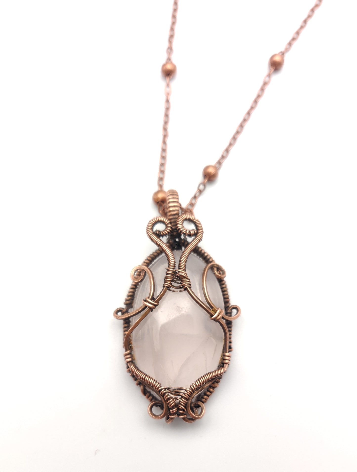 Rose Quartz Copper Pendant Necklace