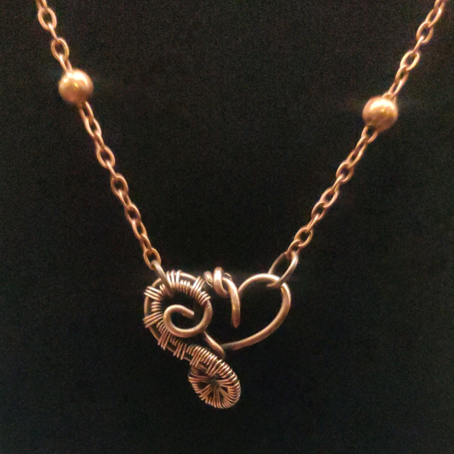 Copper Mini Woven Heart Necklace