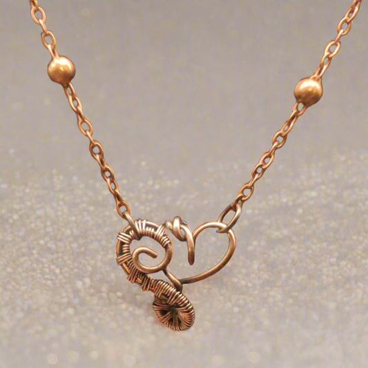 Copper Mini Woven Heart Necklace