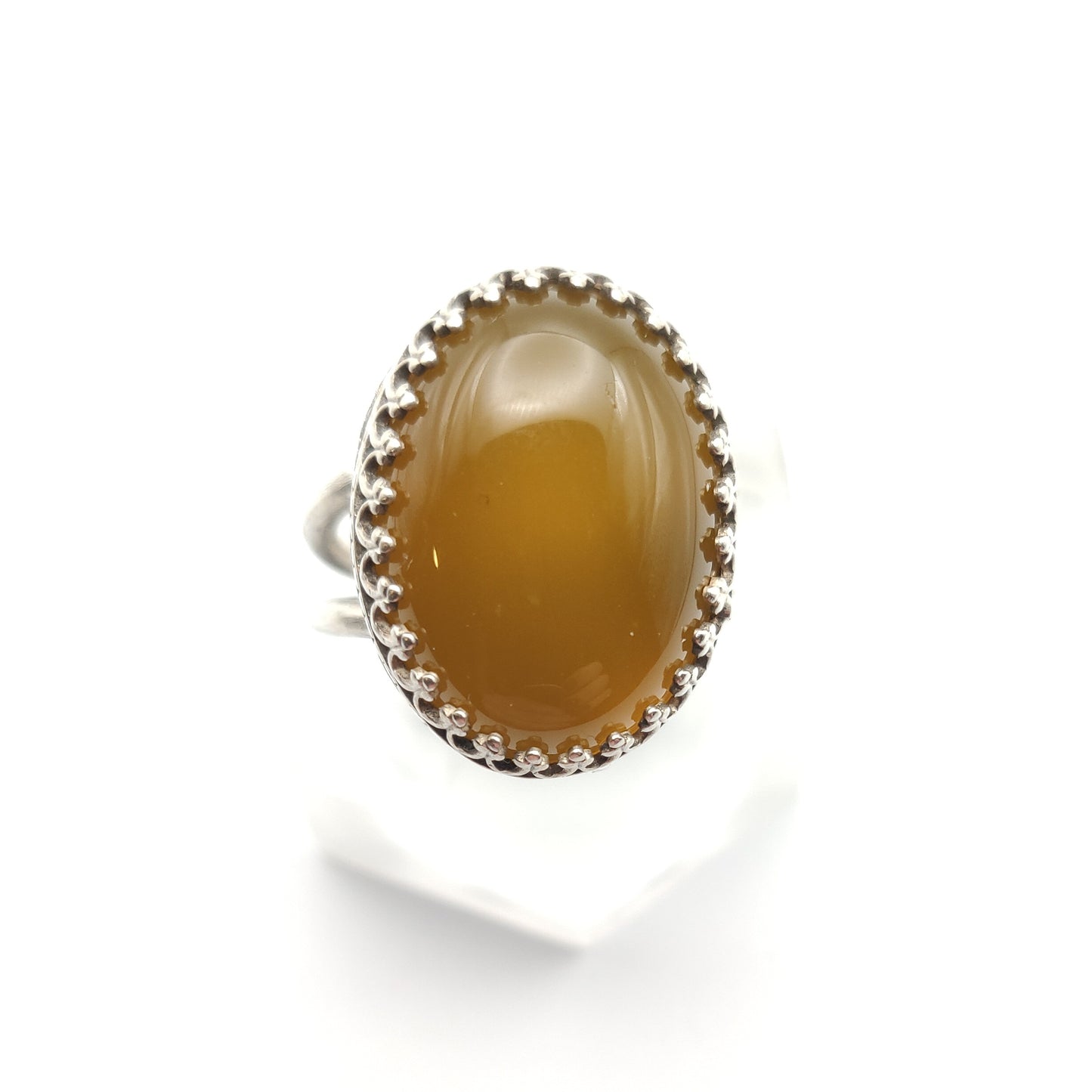 Yellow Agate Sterling Silver Cocktail Ring