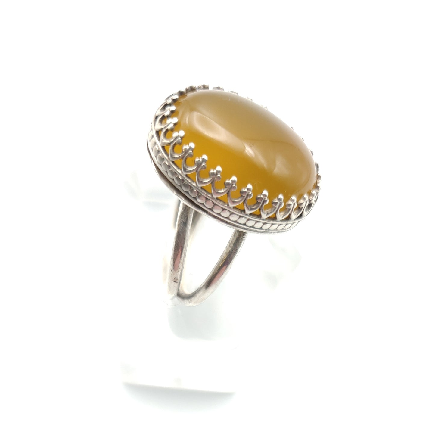 Yellow Agate Sterling Silver Cocktail Ring