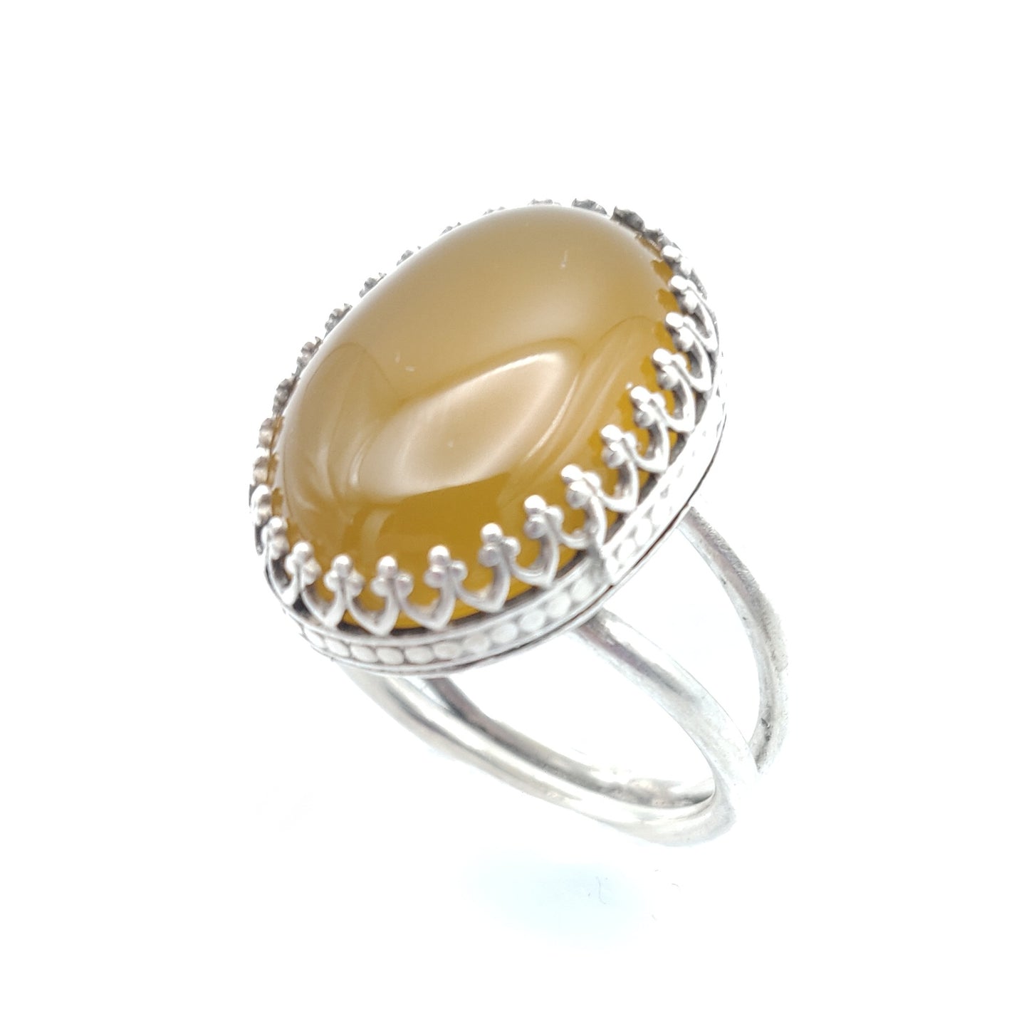 Yellow Agate Sterling Silver Cocktail Ring