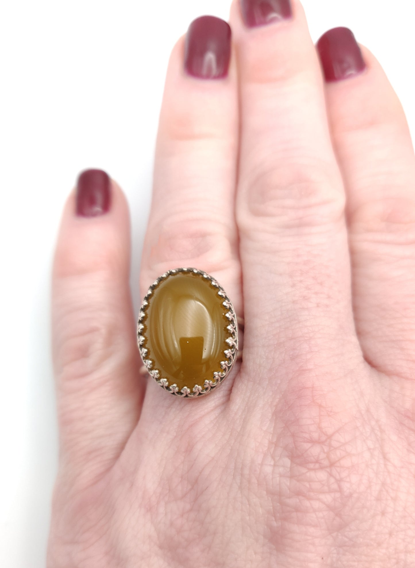 Yellow Agate Sterling Silver Cocktail Ring