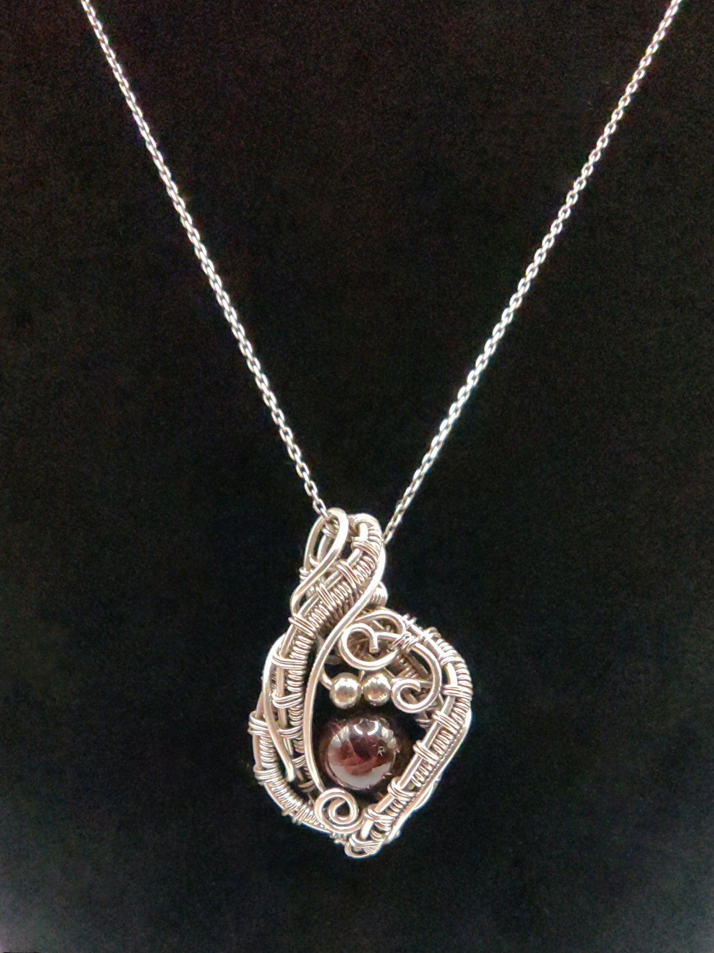 Sterling Silver Garnet Pendant Necklace