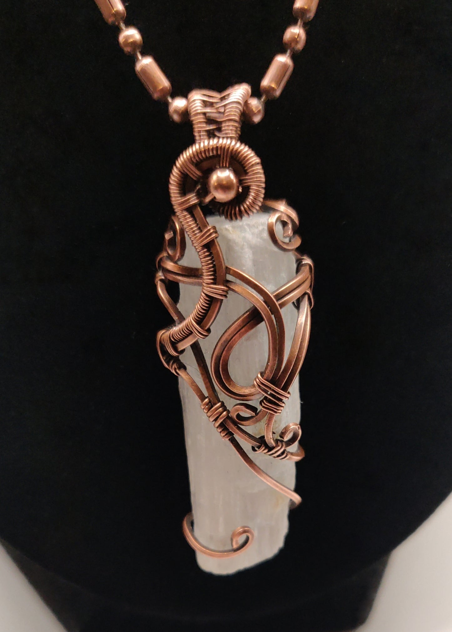 Selenite Crystal Copper Pendant