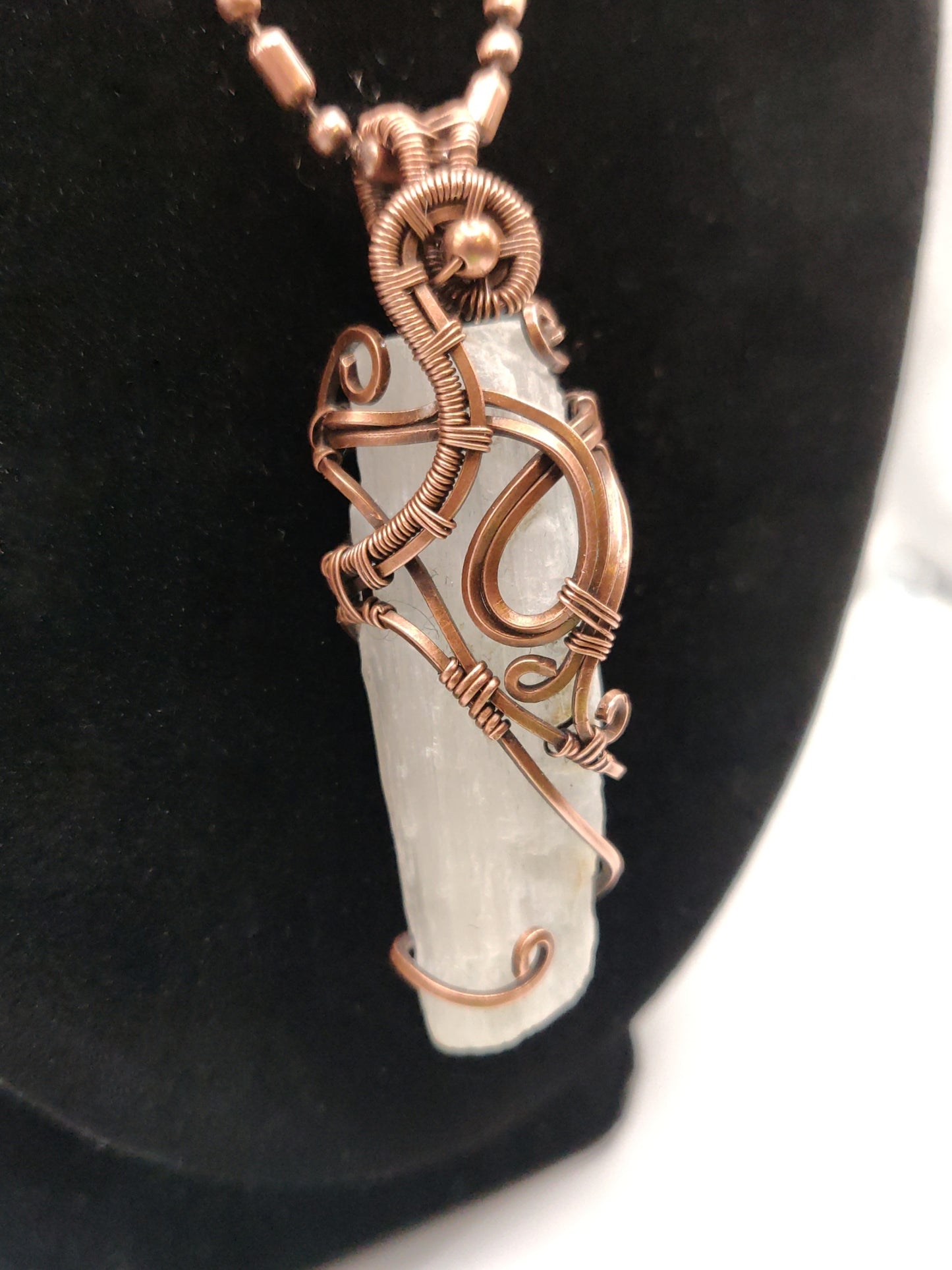 Selenite Crystal Copper Pendant