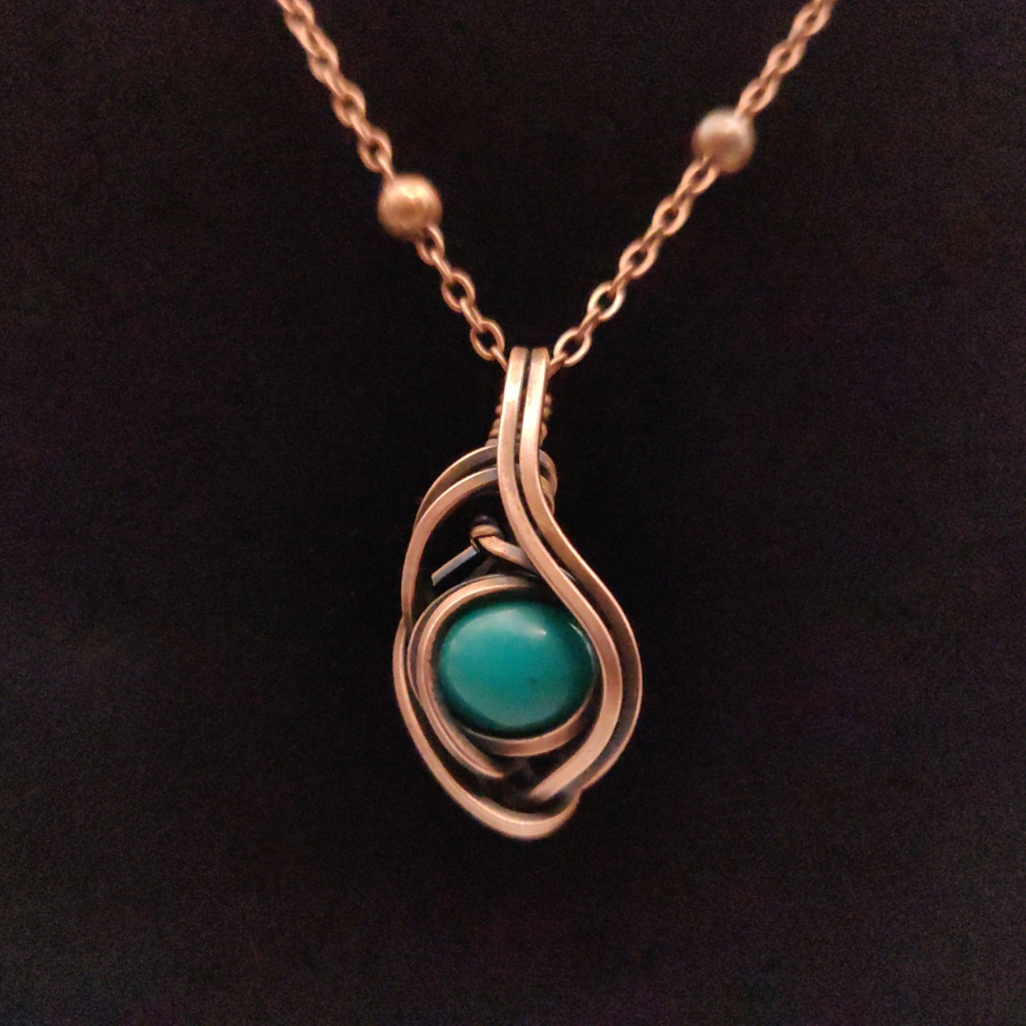 Antique Copper Turquoise Pendant Necklace