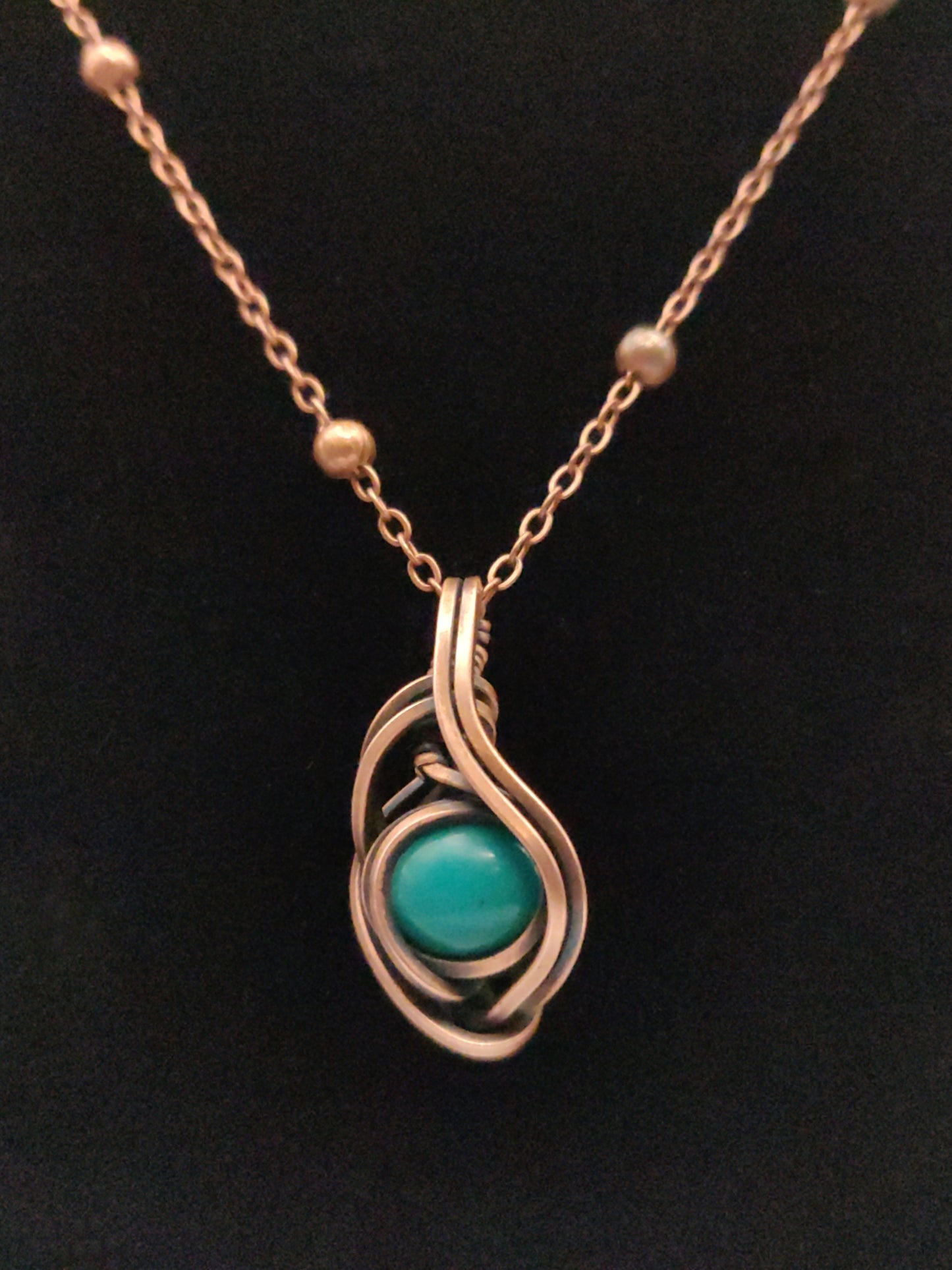 Antique Copper Turquoise Pendant Necklace