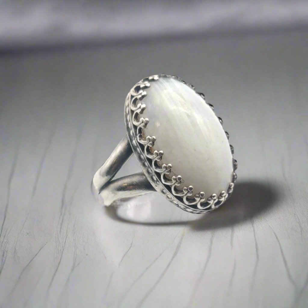 Sterling Silver Rainbow Moonstone Cocktail Ring