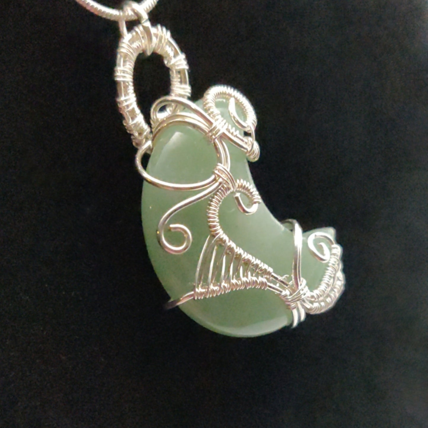 Sterling Silver & Aventurine Moon Pendant