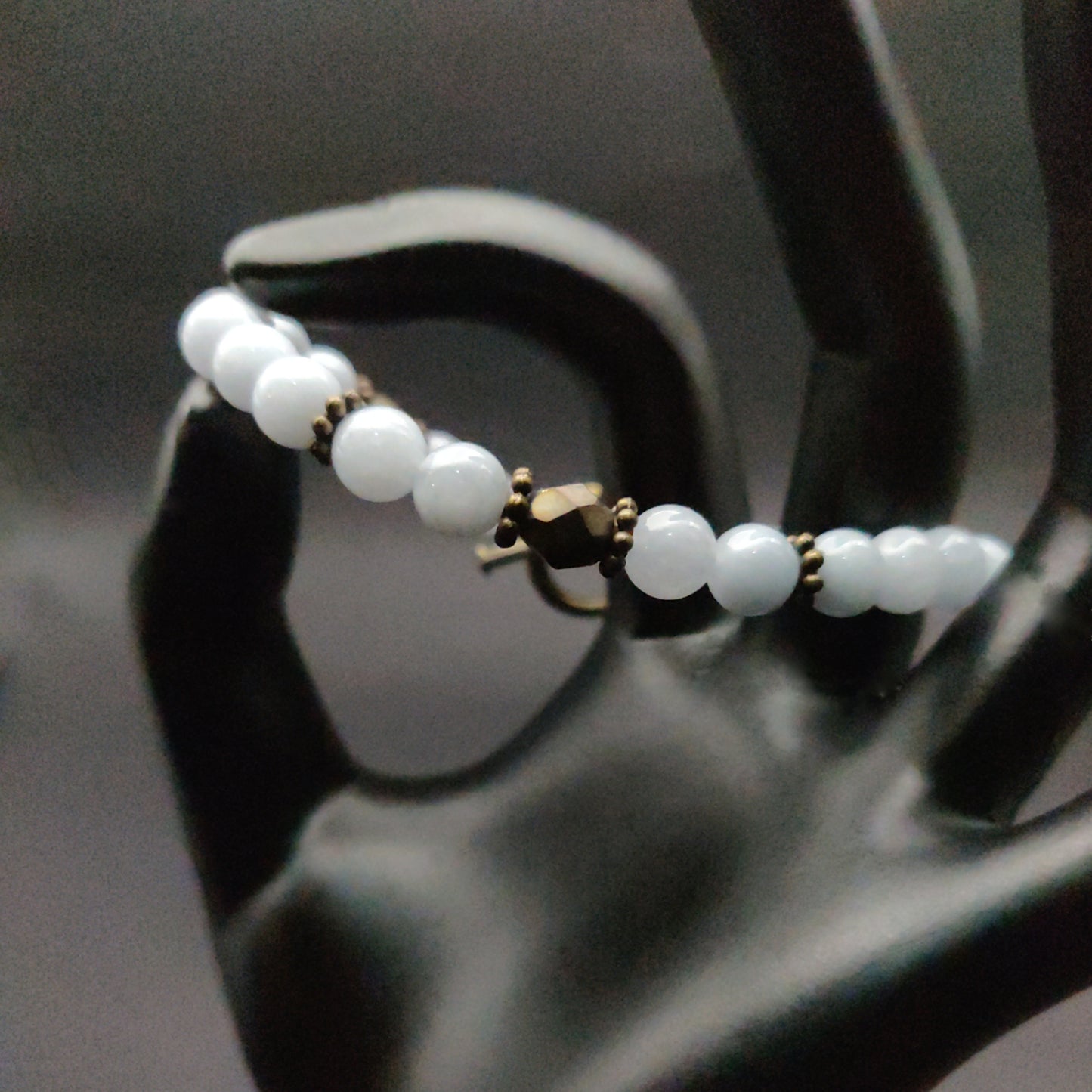 Aquamarine & Antique Bronze Beaded Bracelet