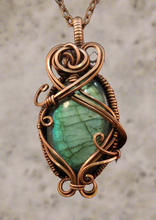 Labradorite & Antique Copper Pendant Necklace