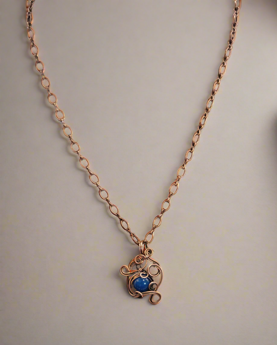 Curly Lapis Lazuli Copper Pendant