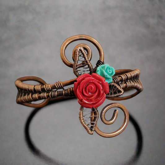 Copper Flower Cuff Bracelet