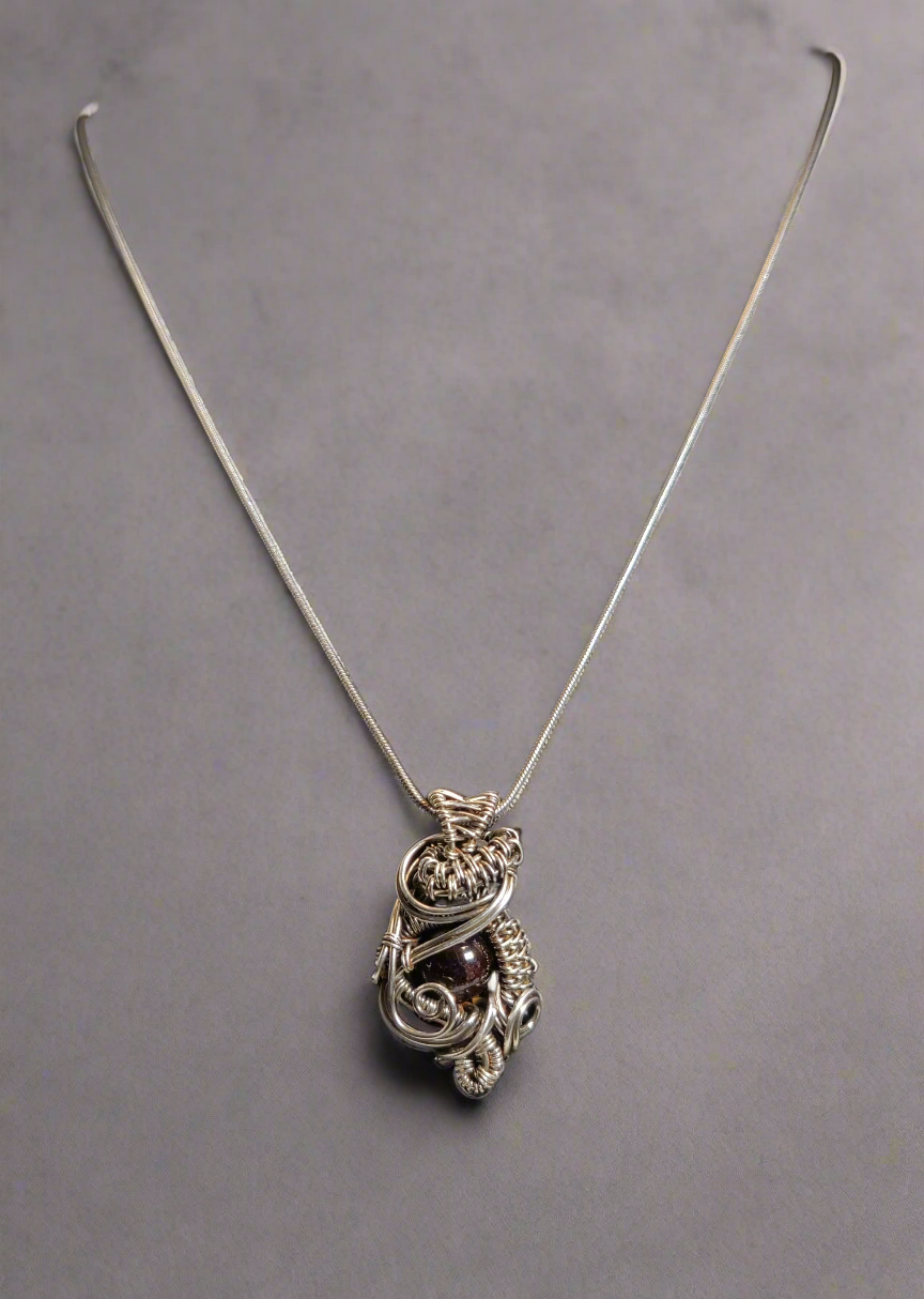 Sterling Silver & Garnet Pendant Necklace