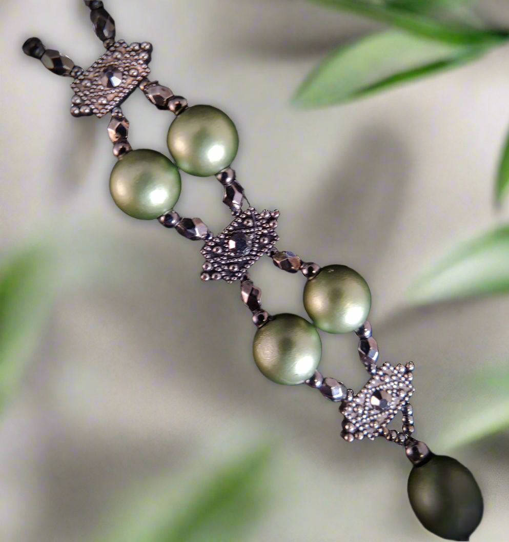 Olive Green Beaded Bracelet