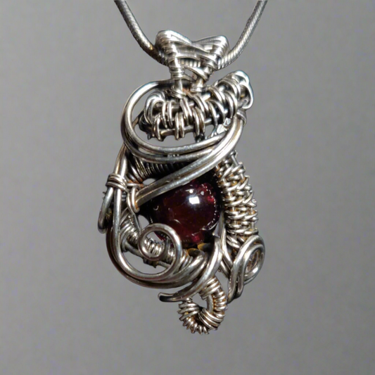 Sterling Silver & Garnet Pendant Necklace