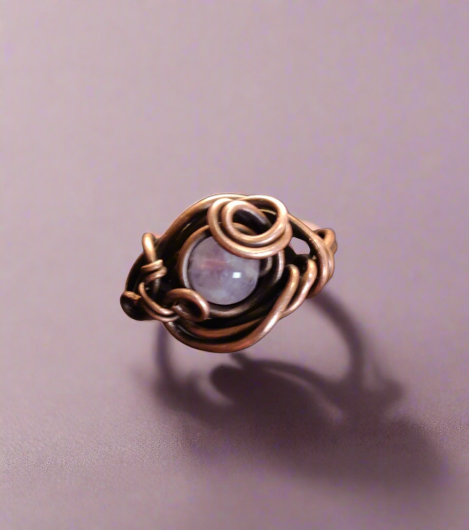 Amethyst & Copper Birthstone Ring