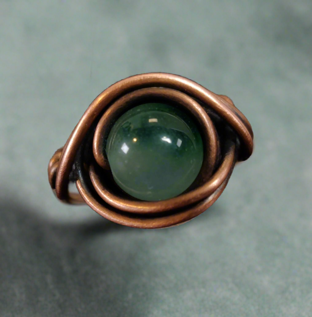 Jade & Copper Ring