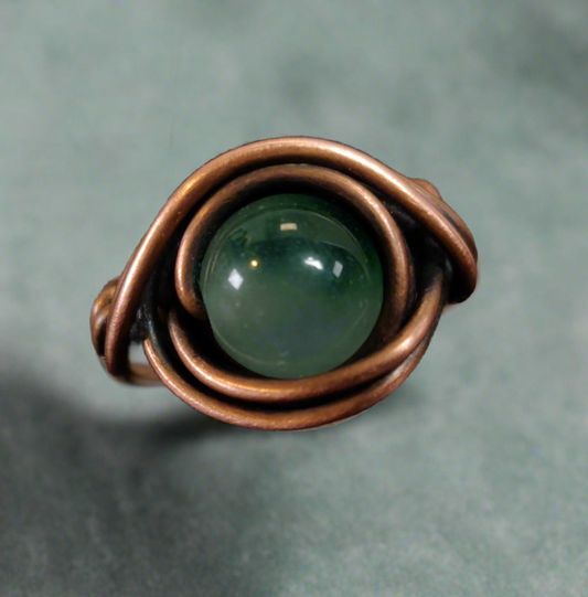 Jade & Copper Ring