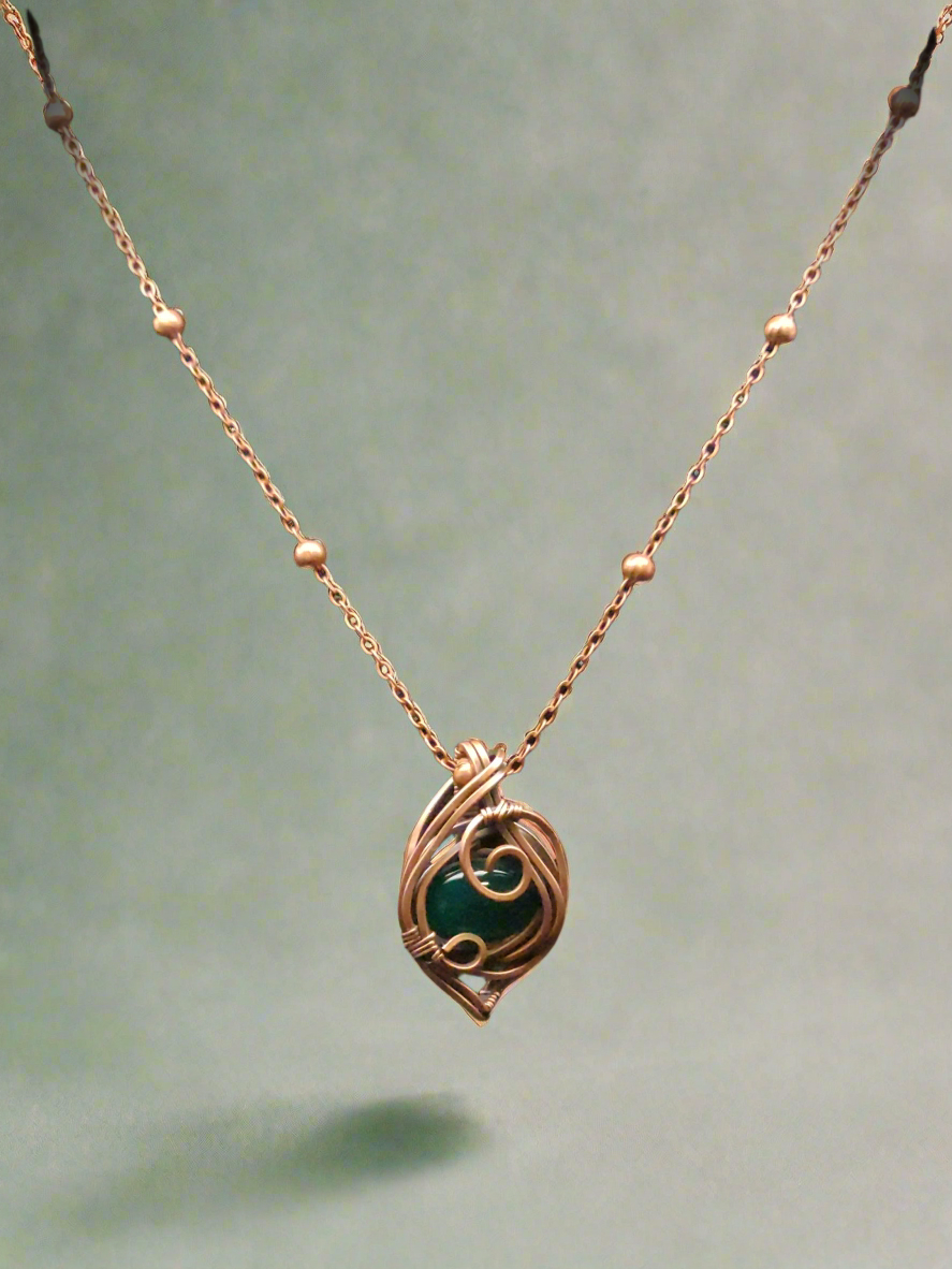 Malaysian Jade Copper Pendant Necklace