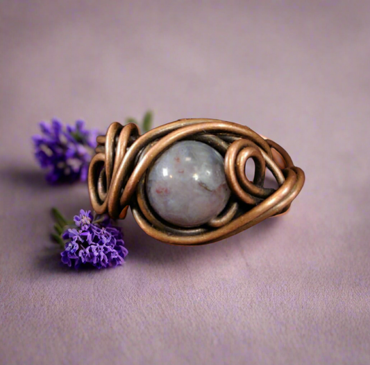 Lavender Jasper & Copper Ring