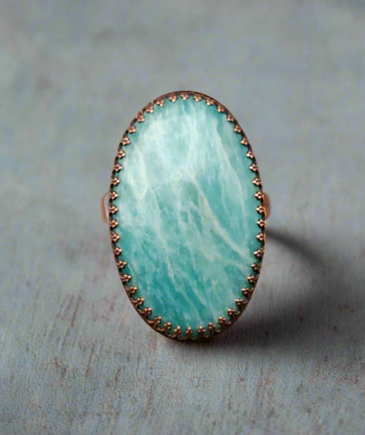 Amazonite Copper Cocktail Ring