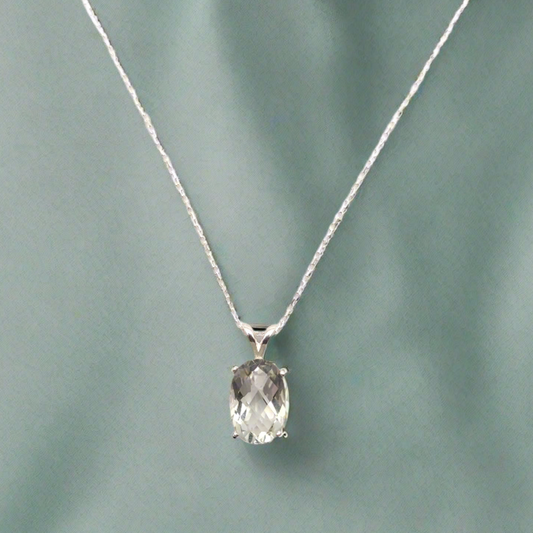 Green Amethyst & Sterling Silver Pendant Necklace