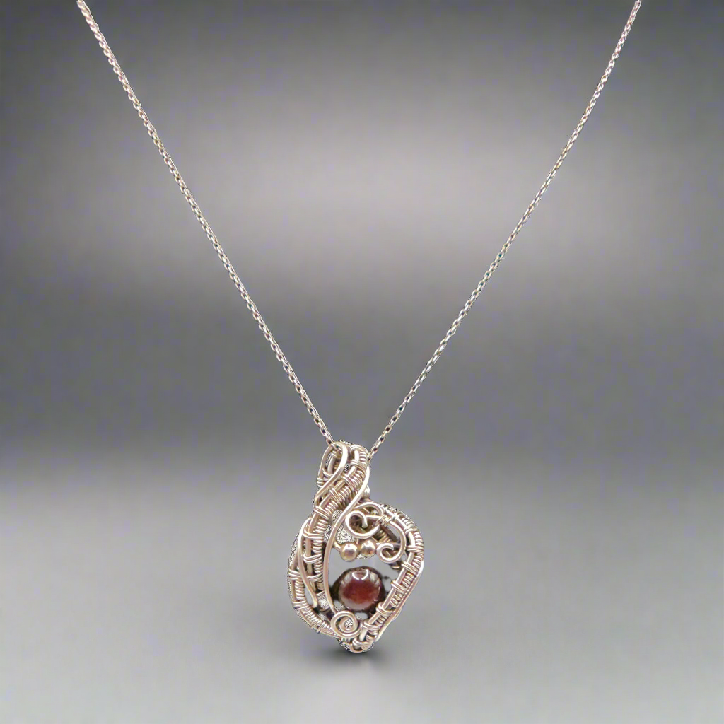 Sterling Silver Garnet Pendant Necklace